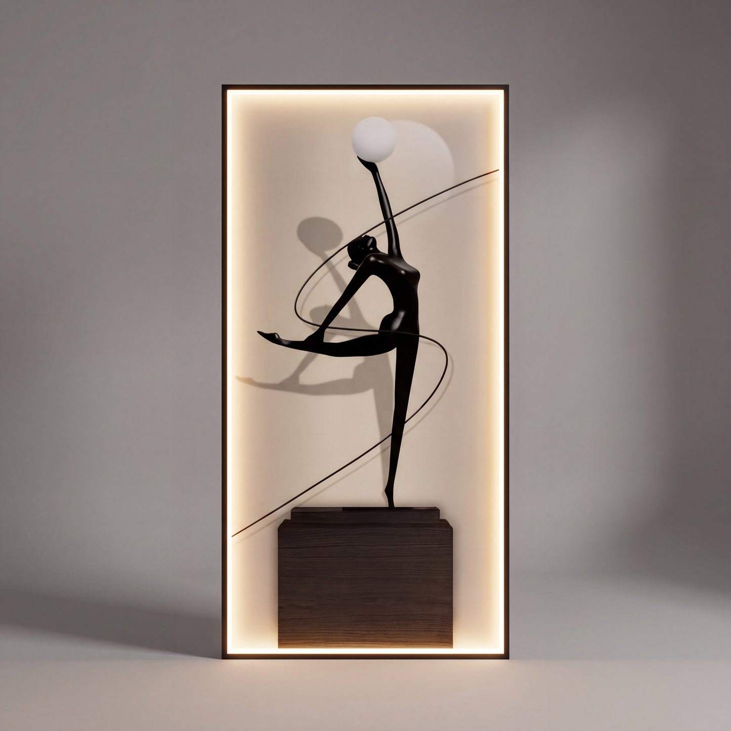 LED Glas Wandbild 100x50 cm mit Beleuchtung, Moderne Ballerina Wanddekoration, Indirekte Warmweiße LED, Dimmbar, Fernbedienung,
