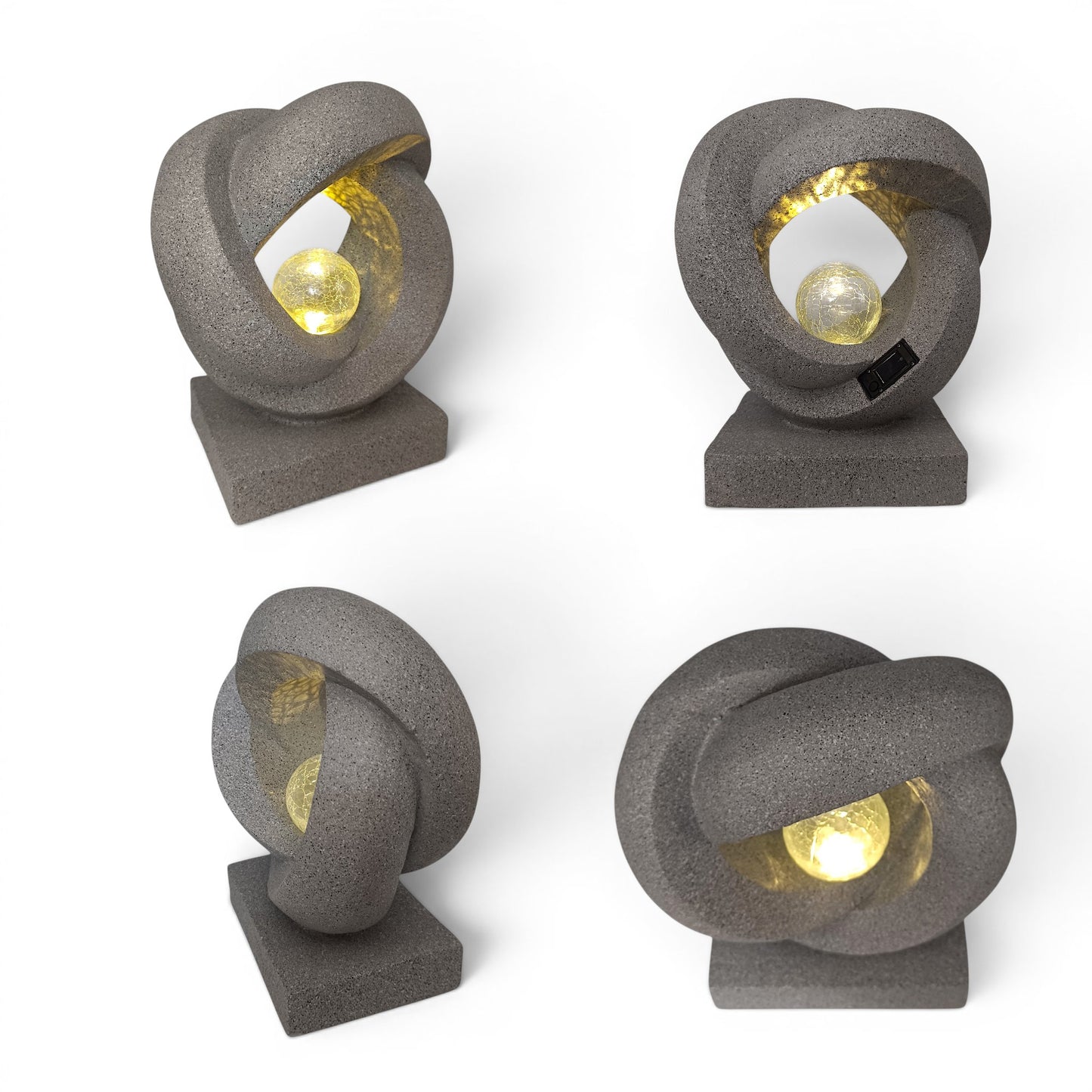 Solarleuchte Skulptur Granit-Optik moderne Solarlampe Gartendeko beleuchtet 31x38 cm