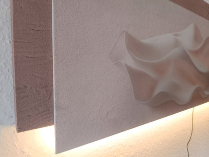 LED Wandbild 115x44 cm beleuchtet Muschel Beige Wanddekoration Dekolicht