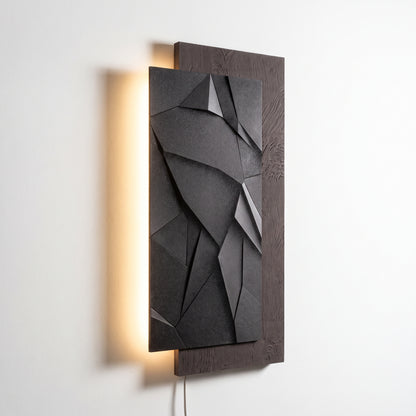 LED Wandbild mit Beleuchtung 50x100 cm, Modernes Geometrisches Wandbild, Strukturierte Sandsteinoberfläche, Indirekte Warmweiße LED, Dimmbar, Fernbedienung, Wanddeko