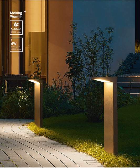 Moderne Solar Gartenlampe Aluminium helle Solarlampe Außenleuchte Sockelleuchte warmweiß