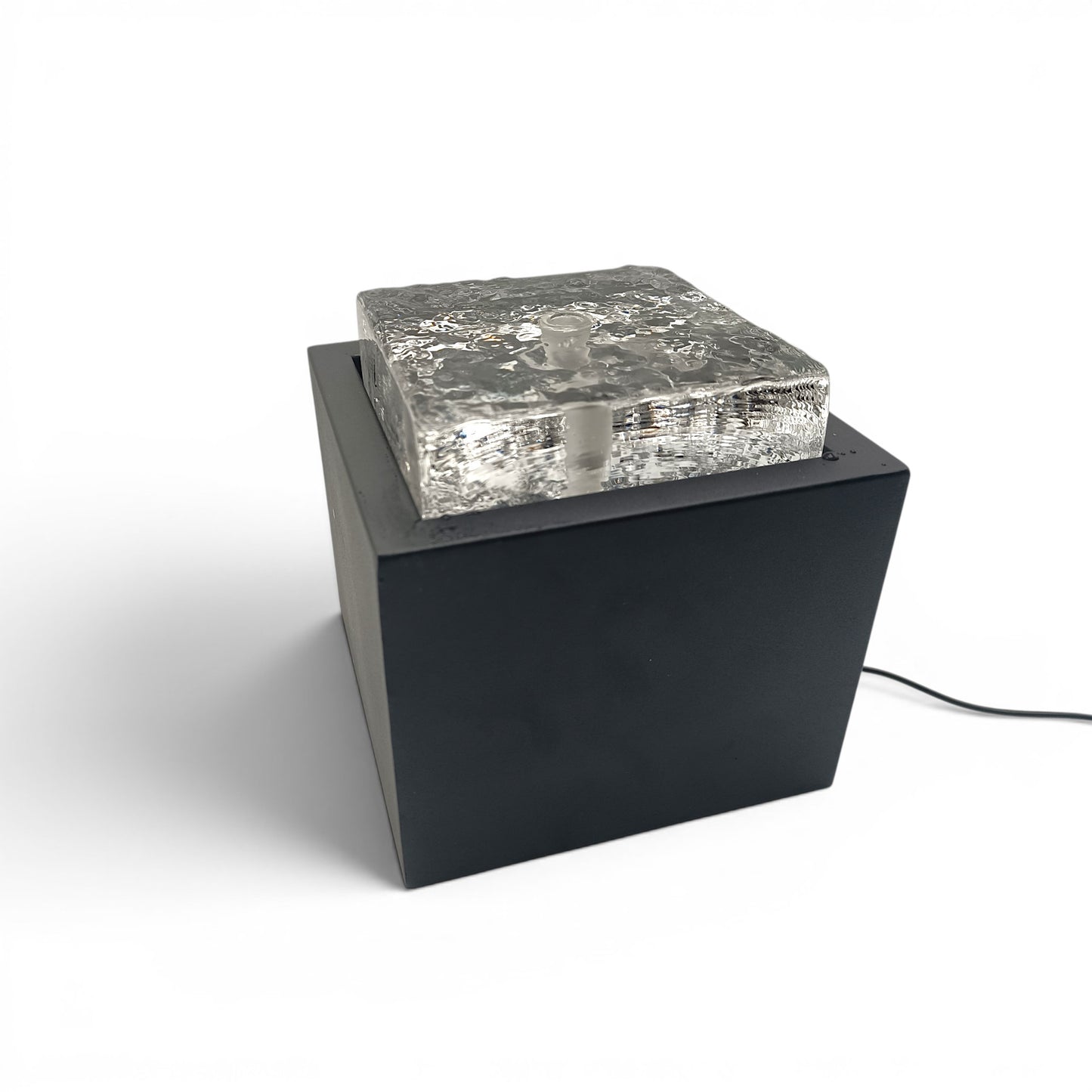 Moderner Zimmerbrunnen Metall und Glas mit LED Beleuchtung 19x19x20cm Brunnen Wasserspiel