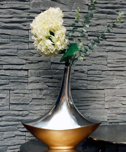 Blumenvase Schiffchen aus Metall Design Vase Aluminium Dekovase