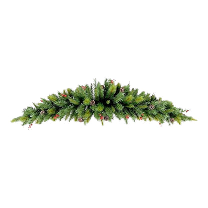 Künstliche Tannengirlande Türbogen Weihnachtsgirlande 180 cm mit roten Ilex Beeren Weihnachtsdekoration