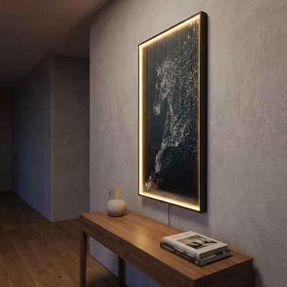 LED Wandbild Pferd 100x50 cm mit Glasfront und indirekter LED-Beleuchtung, modernes Wandbild mit Fernbedienung, USB, warmweiß, dekorative Wanddekoration Wohnzimmer Schlafzimmer