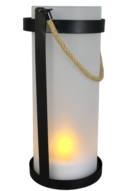Solar LED Windlicht mit Glas und Kerzen-Effekt