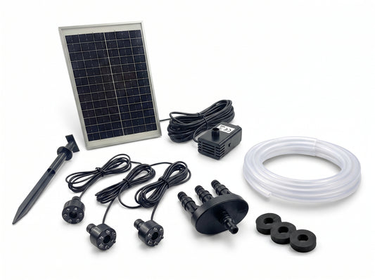 Solar Akku Pumpe Springbrunnenpumpen Komplett-Set 550 l/h mit LED-Beleuchtung