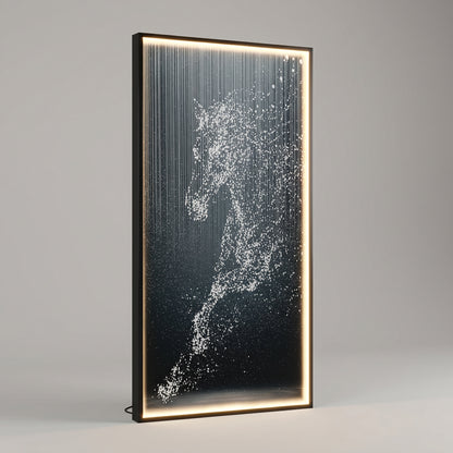 LED Wandbild Pferd 100x50 cm mit Glasfront und indirekter LED-Beleuchtung, modernes Wandbild mit Fernbedienung, USB, warmweiß, dekorative Wanddekoration Wohnzimmer Schlafzimmer