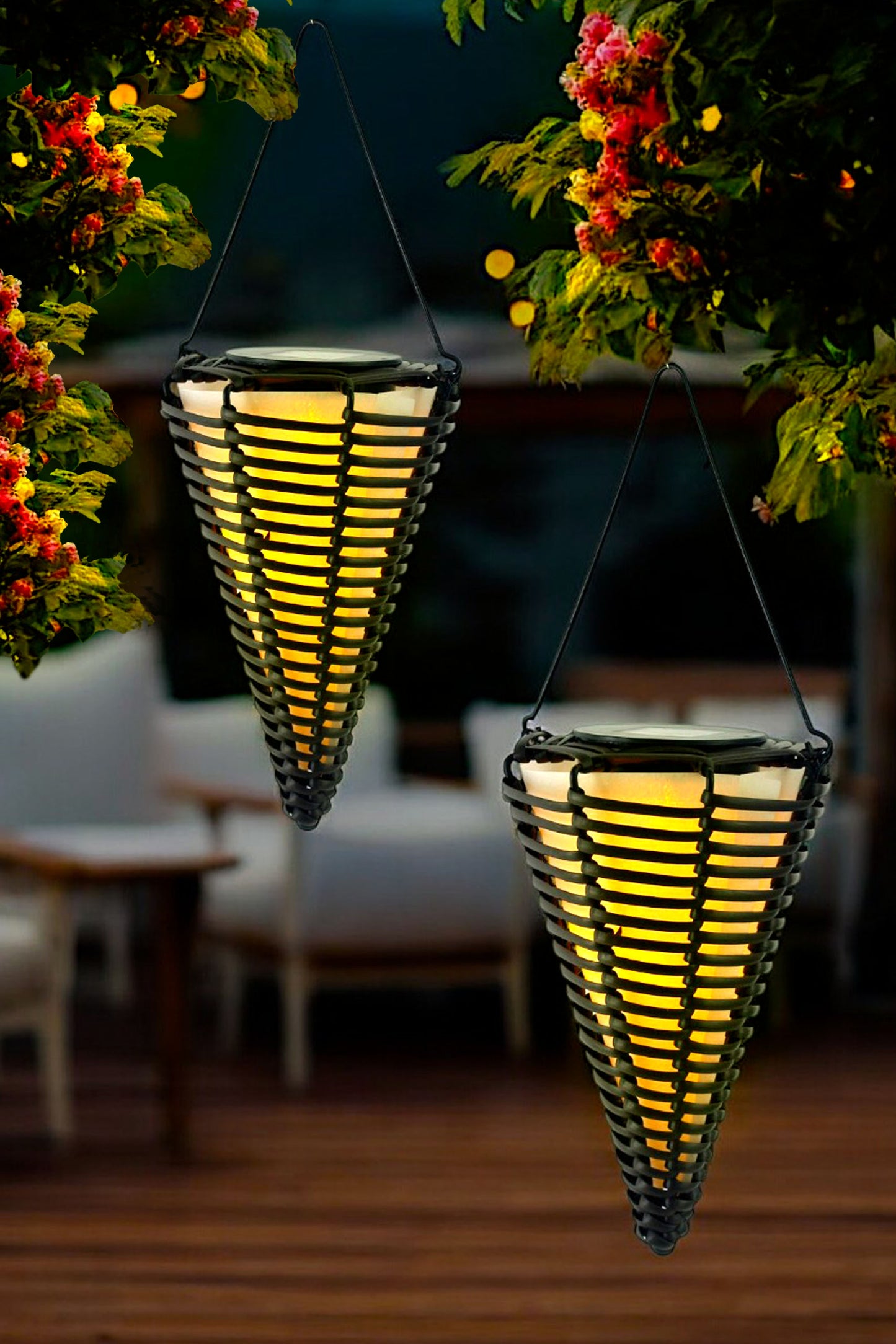 Solarleuchte Rattan Hängeleuchte