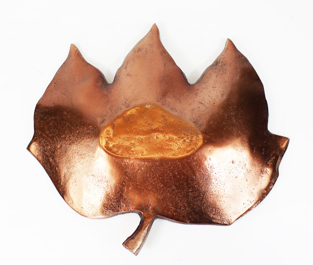 Dekoschale Herbstlaub 32x29 cm Schale Dekofigur Metall Aluminium Bronze Optik