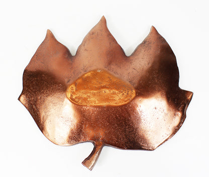 Dekoschale Herbstlaub 32x29 cm Schale Dekofigur Metall Aluminium Bronze Optik