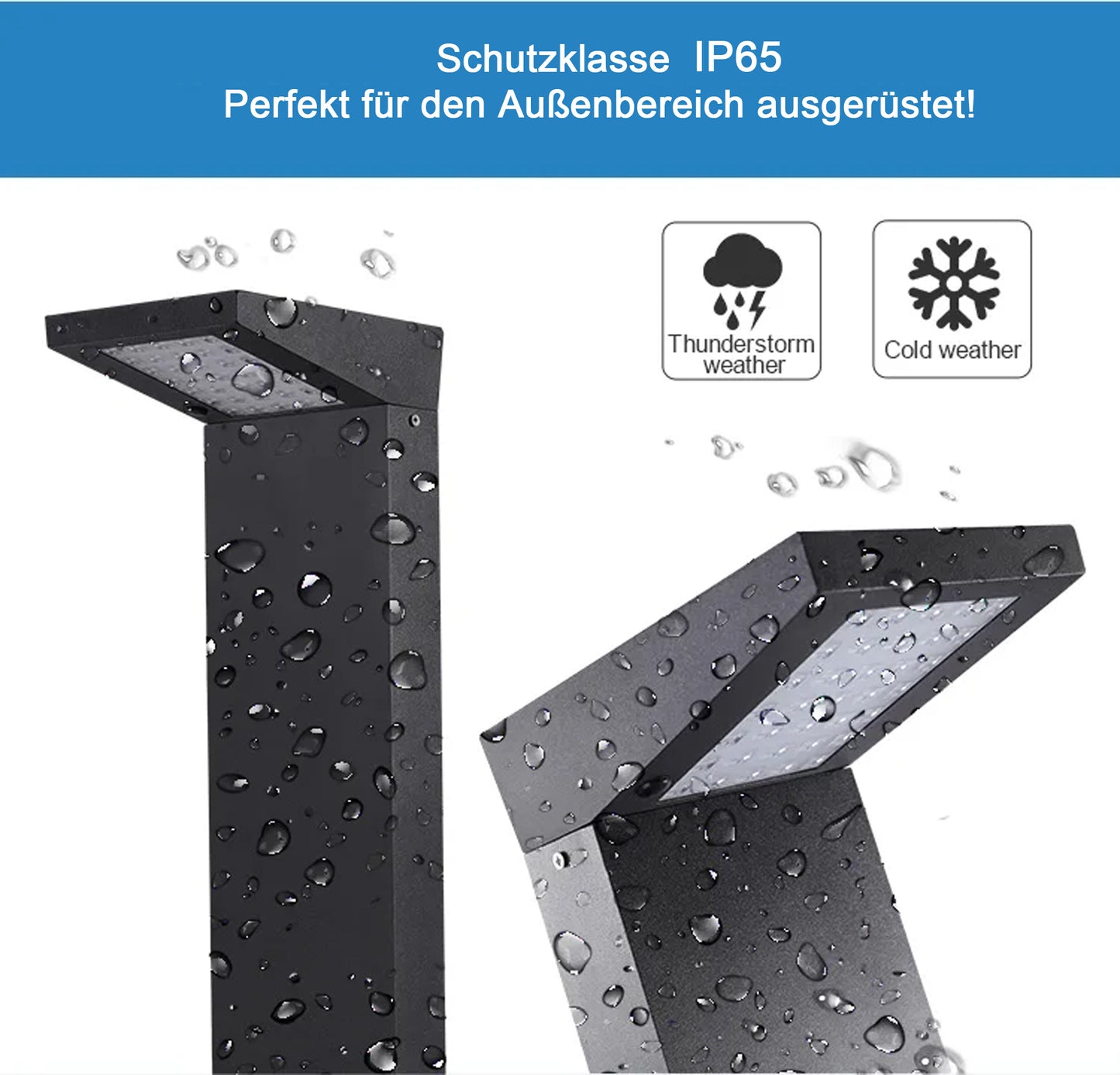 Moderne Solar Gartenlampe Aluminium helle Solarlampe Außenleuchte Sockelleuchte warmweiß