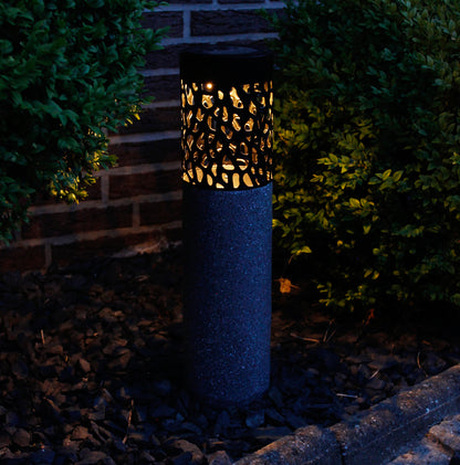 Solar Dekoleuchte Rund 13 x 53 cm Solarlampe Akzentleuchte Pollerleuchte warmweiß