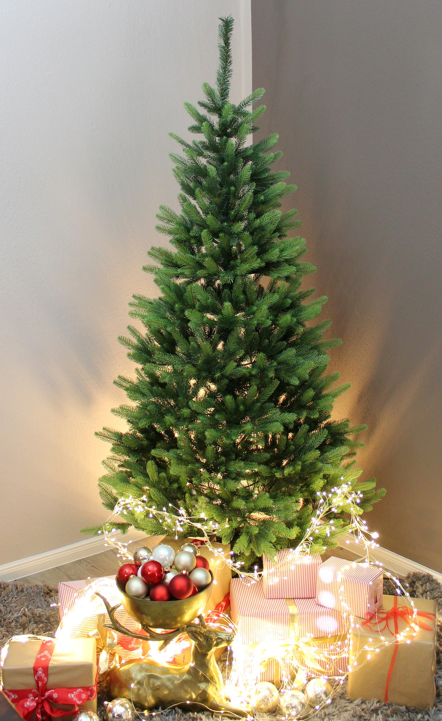 Künstlicher Weihnachtsbaum Premium voll Spritzguss mit Metallständer klappbar