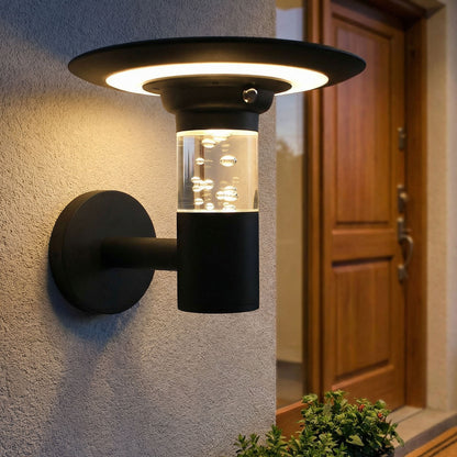 Solar Außenwandleuchte TB-238 LED Wandlampe mit Bubble-Effekt, Warmweiß/Kaltweiß, dimmbar, 6V 3,7W Solarpanel, 4000mAh Akku, Aluminium, IP44, moderne Gartenleuchte für Hauswand Eingang