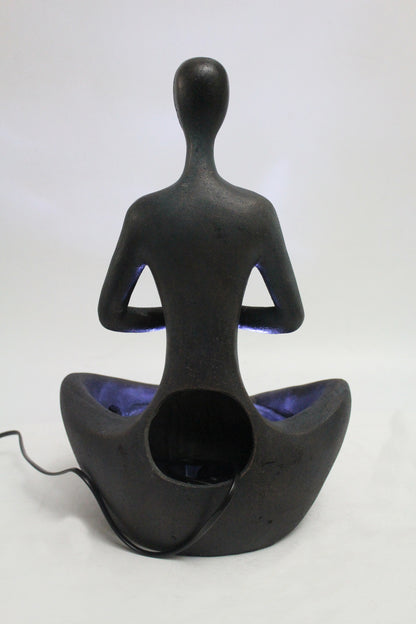 Yoga Brunnen mit Beleuchtung und Sodalith Kugel Heilstein 41 cm Zimmerbrunnen Springbrunnen