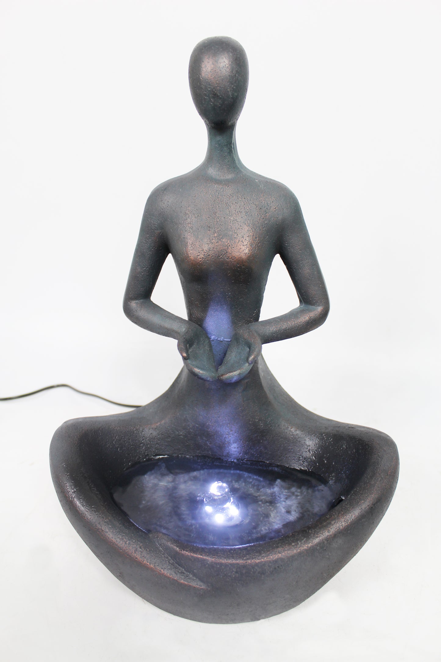Yoga Brunnen mit Beleuchtung und Sodalith Kugel Heilstein 41 cm Zimmerbrunnen Springbrunnen