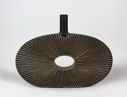 Dekovase geriffelt moderne Blumenvase braun dunkel